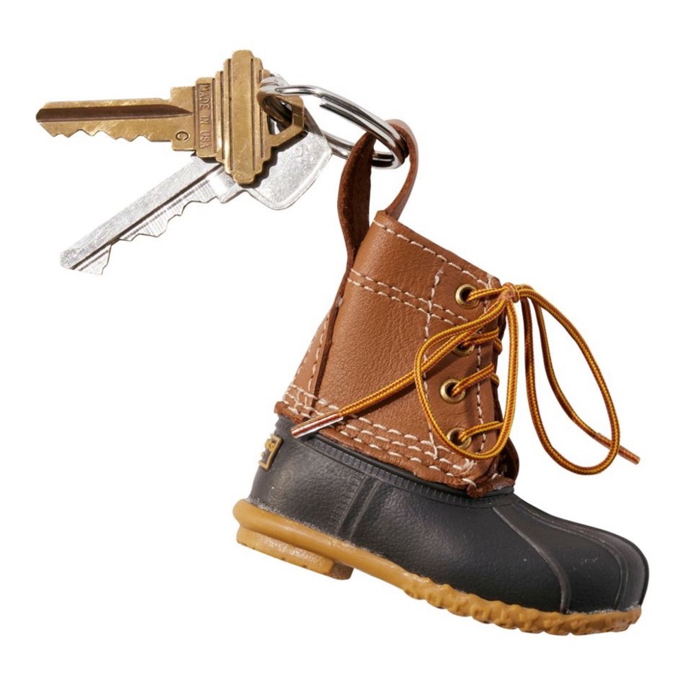 L.L. Bean Mini Bean Boot Leather Keychain Tan Brown Duck Boot Key Chain